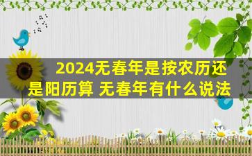 2024无春年是按农历还是阳历算 无春年有什么说法